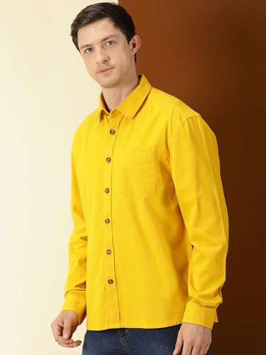 Thomas Scott Mens Classic 100% Cotton Casual Shirt Mustard