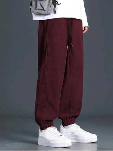 Greciilooks MenS Lycra Cargo Track Pants  Loose Fit Joggers For Men | Korean Style Travel & Lounge Wear With Pockets Maroon