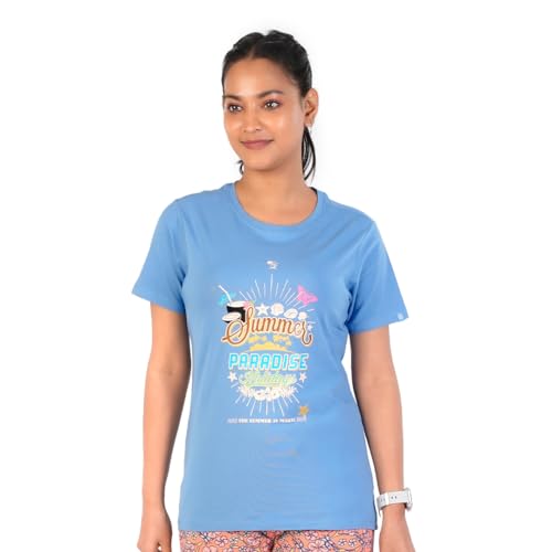 Rupa Colors Playsure Printed Cotton Blended Round Neck Womens T-Shirt, Short-Sleeve, Pack of 1