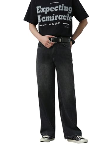 KOTTY Mens Solid Mid Rise Comfortable and Strechable Stylish Jeans(Black,30)