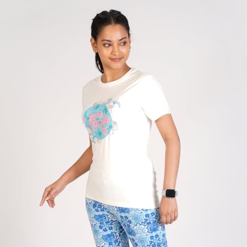 Rupa Colors Playsure Printed Cotton Blended Round Neck Womens T-Shirt, Short-Sleeve, Pack of 1