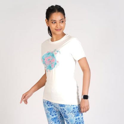 Rupa Colors Playsure Printed Cotton Blended Round Neck Womens T-Shirt, Short-Sleeve, Pack of 1