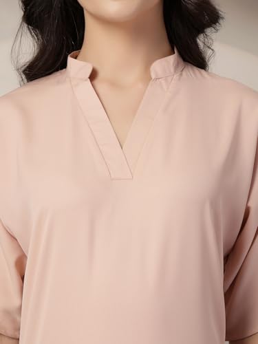 Style Quotient Women Solid Nude Polymoss Formal Top
