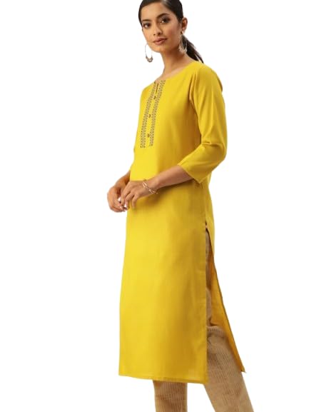 VARANGA Mustard and Pink Printed Strap Kurta