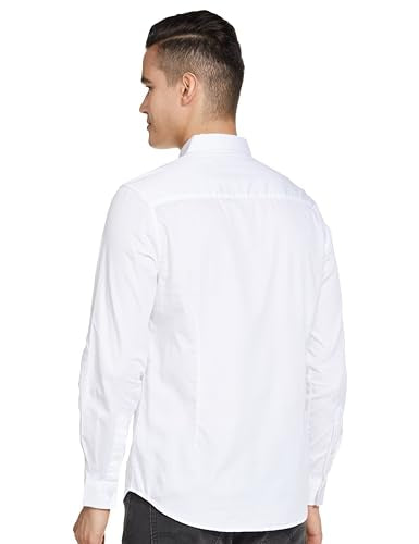 The Indian Garage Co Men White Placement Embroidery Slim Fit Cotton Casual Shirt
