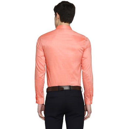 Turtle Men 100% Cotton Regular Fit Full Sleeve Peach Formal Shirt