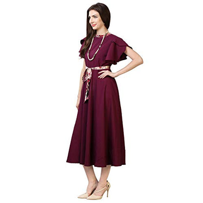 OOMPH! Womens Western & Fusion wear Midi Dresses for Women, Beach, Purple - md69