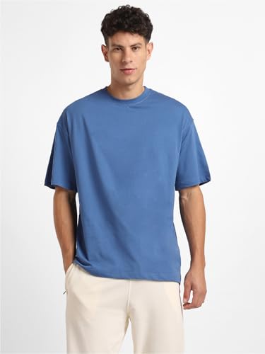 Nobero MenS Graphic Print Oversized Fit T-Shirt (1M-Twrt-C0935_Marine