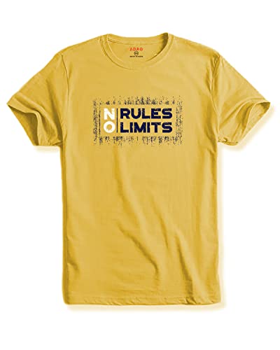 ADRO No Rules No Limits Mens Printed T-Shirt (RNR-M-LIM-LY_Light Yellow_S)