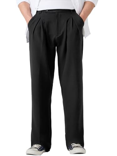 Bewakoof MenS Solid Loose Fit Polyester Blend Korean Pants_671342_Black_S