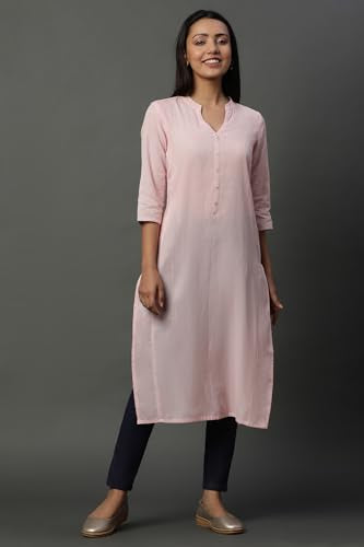 Aurelia Women's Striped Cotton Blend Straight Kurta