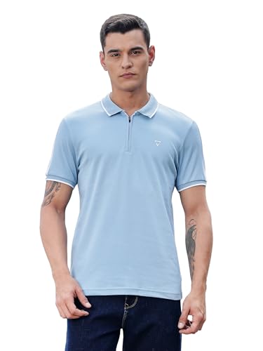 Thomas Scott Mens | Solid | Polo Neck | 100% Cotton | Button Closure | Ribbed Shorts Sleeve | Regular Fit | Tshirt for Men (TSM