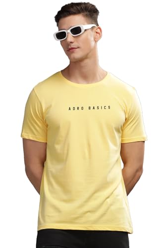 ADRO Tshirt for Men | Printed T Shirt for Men | 100% Cotton T-Shirt |Printed T Shirt | T-Shirts | RN24-AR2-LY-M Light Yellow