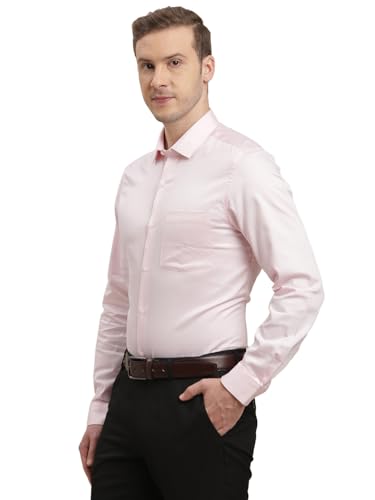 Turtle Men Giza Cotton Slim Fit Light Pink Solid Full Sleeve Formal Shirt