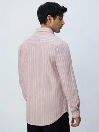 The Souled Store Slim-Fit Shirt: Lilac Stripes Men and Boys Long Sleeves Collared Neck Buttonfront Striped Regular Fit Lightweig
