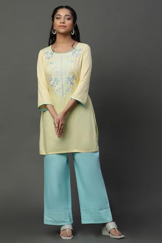 Aurelia WomenS Viscose Regular Kurti (24Fea30477-607039_Mellow Yellow