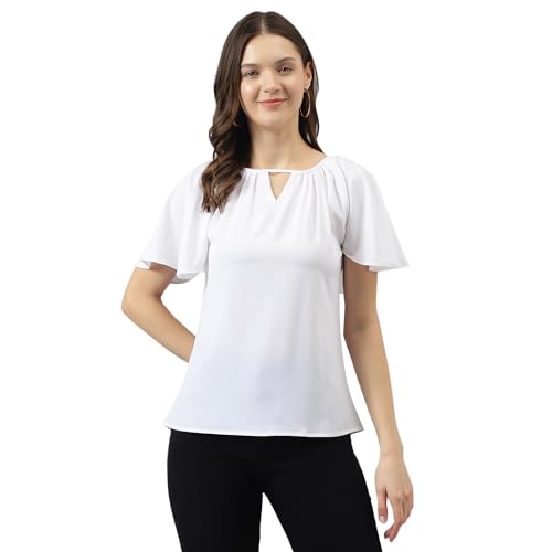 Toochki Womens White Rayon Solid Straight Western Top | Winter Top | Western Top | Top for Women | Latest Women Top | Trendy Wo