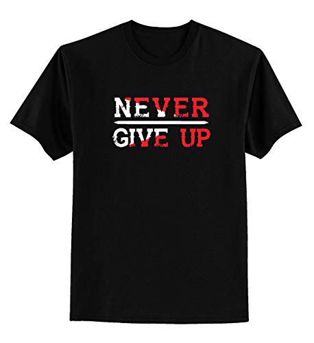 ADRO Naver Give Up Design Printed T-Shirt for Men (RNR-S36-NGU-BL_Black_XL)