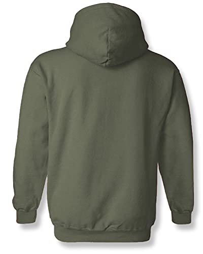 ADRO Men's Cotton Neck Hooded Sweatshirt (H22-M-LNN-OL_Olive)