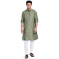 Fabindia Men Viscose Silk Woven Pathani Green_Xl