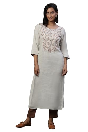 Aurelia Women'S Viscose Regular Kurta (24Fea15047-704174_Natural
