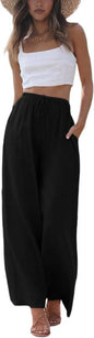 OOMPH! Womens Viscose Rayon Palazzo | Flowy Wide Leg Pants | Trousers with Pockets | Beach & Vacation Wear Pants Jet Black