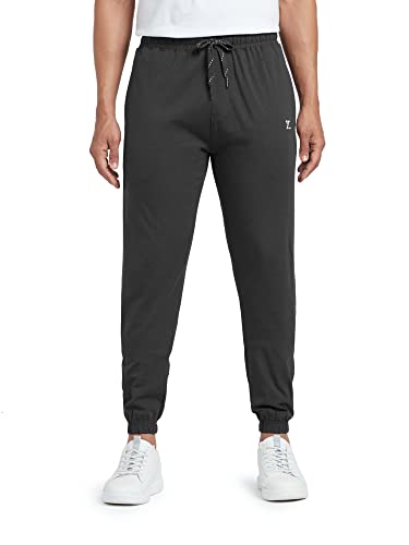 XYXX Mens Cotton Modal Joggers - Relaxed Fit, Antimicrobial, High Stretch, Sweat Absorbent Solid Ace Loungewear with Zippered P