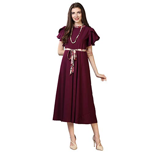 OOMPH! Womens Western & Fusion wear Midi Dresses for Women, Beach, Purple - md69