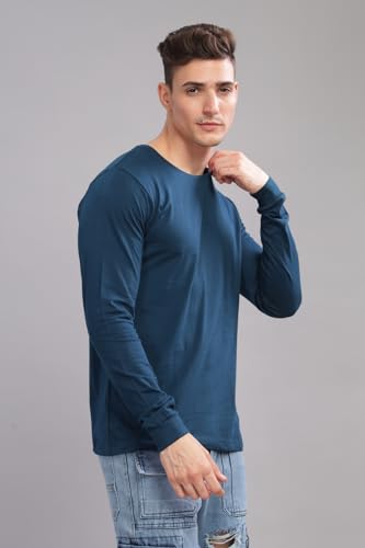 ADRO Full Sleeve Tshirt for Men | Plain T Shirt for Men | 100% Cotton Tshirt | Full Sleeve T-Shirt | Mens Full Sleeves T Shirts