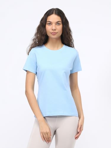 Nobero WomenS Solid Regular Fit T-Shirt (1W-Twts-R0003_Powder Blue