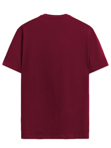 ADRO Men's Graphic Printed 100% Cotton T-Shirt - Regular Fit, Printed T-Shirts for Men (RN24-RAC-MR_Maroon)