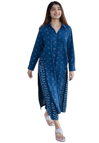 ANNI DESIGNER Womens Rayon Viscose Printed Straight Kurta with Pant (DAEGGA Blue_XXL_Blue_XX-Large)