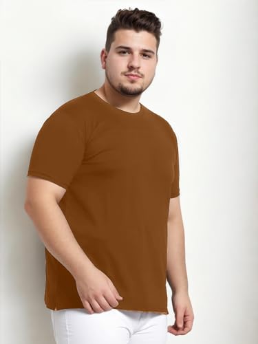 Nobero MenS Solid Regular Fit T-Shirt (1M-Twts-R0041_Nutshell