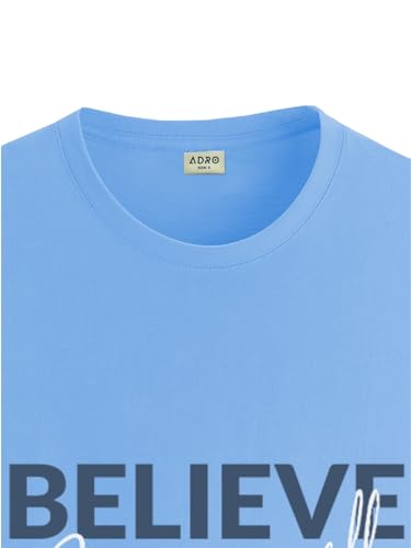 ADRO Men's Solid Regular Fit T-Shirt (RN24-INV-SK_Sky Blue