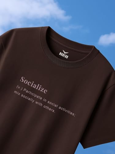 Nobero Men Cotton Graphic Print Oversized Fit T-Shirt (1M-Twrt-C1092_Chocolate Fondant_1