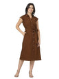 Style Quotient WomenS Shirt Dress With Self Fabric Belt And Loop Brown