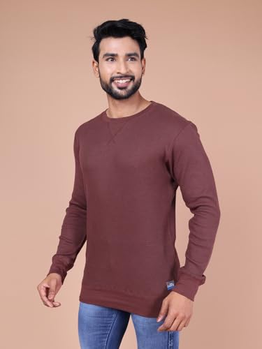 Colors Waffle Texture Full Sleeve T-Shirt for Men - 100% Cotton, Ribbed Crew Neck, Breathable Fabric, Enhanced Texture, Super St