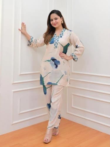 Dhruvi Trendz Rayon WomenS Casual Regular Pajama Set (Dt-W1817&Tr874_Off White_3Xl)