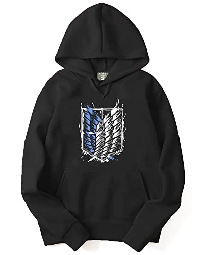 ADRO Men's Cotton Neck Hooded Sweatshirt (H22-1-WINN-BL_Black_XL)