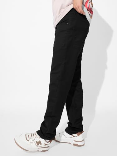 The Souled Store Denim: Black Men and Boys Buttoned Cotton Blend Slim Fit Jeans