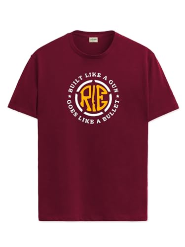 ADRO Tshirt for Men | Printed T Shirt for Men | 100% Cotton T-Shirt |Printed T Shirt | T-Shirts | RN24-BUL-MR-XL Maroon