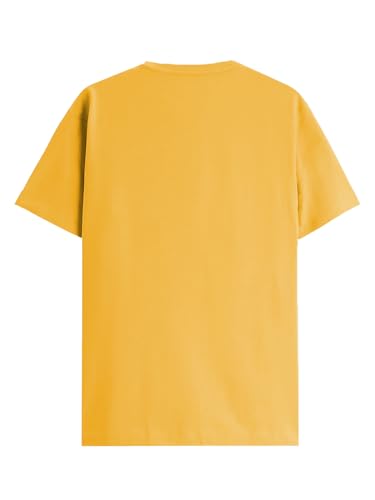 ADRO Men's Solid Regular Fit T-Shirt (RN24-POC-MU_Mustard