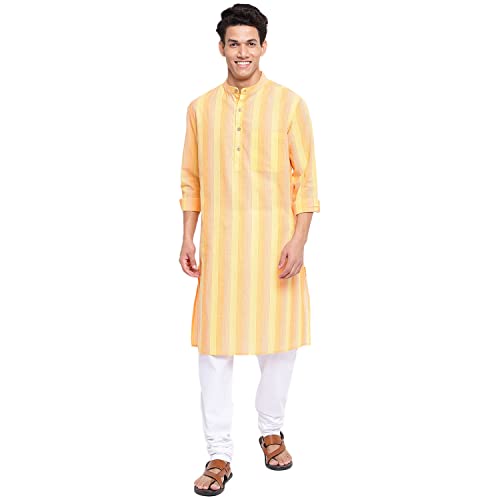 Fabindia Men Chinese Collar Long Kurta Cotton_M Multicolour