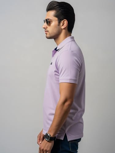Mens Premium Cotton Polo T-Shirt | 220 GSM Soft Fabric | Casual Stylish Look | Contrast Collar Design Lavender Polo T Shirt | Po