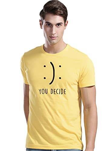 ADRO You Decide Mens Printed T-Shirts (RNR-M-DEC-LY_Light Yellow)