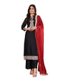 Varanga Women Black Zari Embroidered Kurta With Bottom And Dupatta