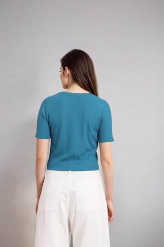 Fyltr WomenS Solid Regular Fit T Shirt (Fylss25Wkt-1010_Teal Mirage