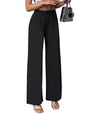 Toochki Womens Straight Fit Spandex Solid Black Trousers