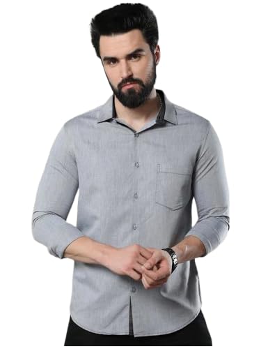 Tee Projekt Cotton Spread Collar Long Sleeve Shirt for Men Formal Shirt Casual Men Shirt
