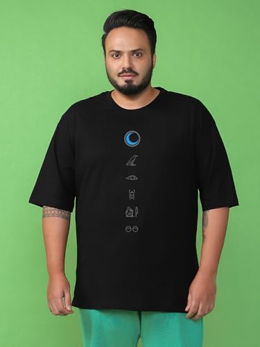 Bewakoof Official Marvel Merchandise Moon Knight Mens Graphic Printed Oversized Fit Half Sleeve Round Neck Cotton Plus Size T-S